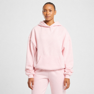 Pink Hooded Pullover Sweatshirt Solid Color Fleece Material Regular Sleeve Autumn Wear Men's Casual Style - Product Image 5