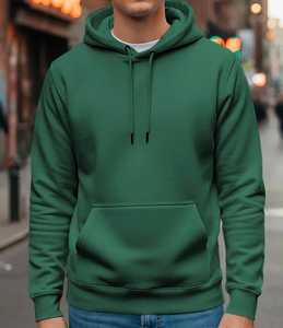 Sweat-shirt à capuche vert pour homme, coupe classique, couleur unie, décontracté, doublé, 100% coton, hiver, ODM - Product Image 3