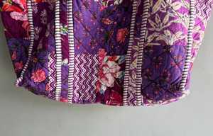 Quilted Cotton Tote Bag Patchwork Floral Shoulder Handbag Zipper Closure Large Capacity for Shopping Travel gift for her - Product Image 5