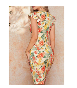 Robe trapèze sexy à imprimé floral uni pour femme, en polyester, coupe classique, confortable, infroissable, écologique, idéale pour les cocktails - Product Image 2