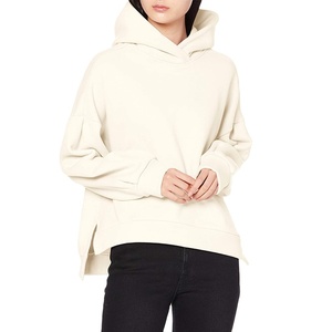 Sweat-shirt à capuche long en molleton de coton surdimensionné pour femmes Logo personnalisé vente en gros pull vierge sweats à capuche en tissu éponge - Product Image 1