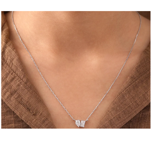 Collar de Diamantes Cultivados en Laboratorio con Colgante de Dos Piedras Radiantes y en Forma de Pera, Diamantes Certificados VVS2, Joyería Minimalista de Oro - Product Image 1