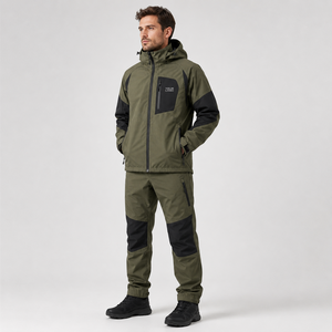 Conjunto de Chaqueta Cortavientos con Capucha, Puños Elásticos, Cordón Ajustable en el Bajo, Paneles Raglán, Logotipo Impreso Personalizado, Tela Ripstop de Poliéster, Impermeable para Otoño - Product Image 2
