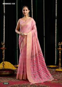 ผ้าส่าหรีงานเทศกาลสวยงาม คุณภาพเยี่ยม ผลิตจากผ้าฝ้ายเนื้อนุ่ม ทอแบบแจ็คการ์ด จากซัพพลายเออร์ในอินเดีย แฟชั่นสำหรับผู้หญิง - Product Image 4