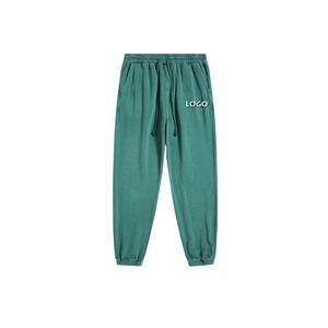 Custom Streetwear Joggers Manufacturer Heavy Cotton Sweatpants Distressed Wash Rhinestone Embroidery Factory Direct Supplier - Product Image 6
