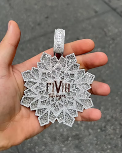 Pendentif Flocon de Neige FMB en Argent 925 Plaqué Rhodium, Taille Brillante, Micro-Incrustation, Thème Unisexe, Luxe, Hip Hop, Breloque de Fête, Quotidien - Product Image 1