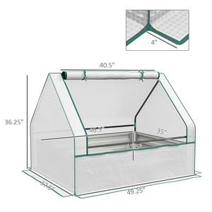 Fioriera Rialzata in Metallo Effetto Ruggine con Serra, Piccola Cassetta per Piante da Esterno con Copertura Bianca e Argento per Giardinaggio - Product Image 3