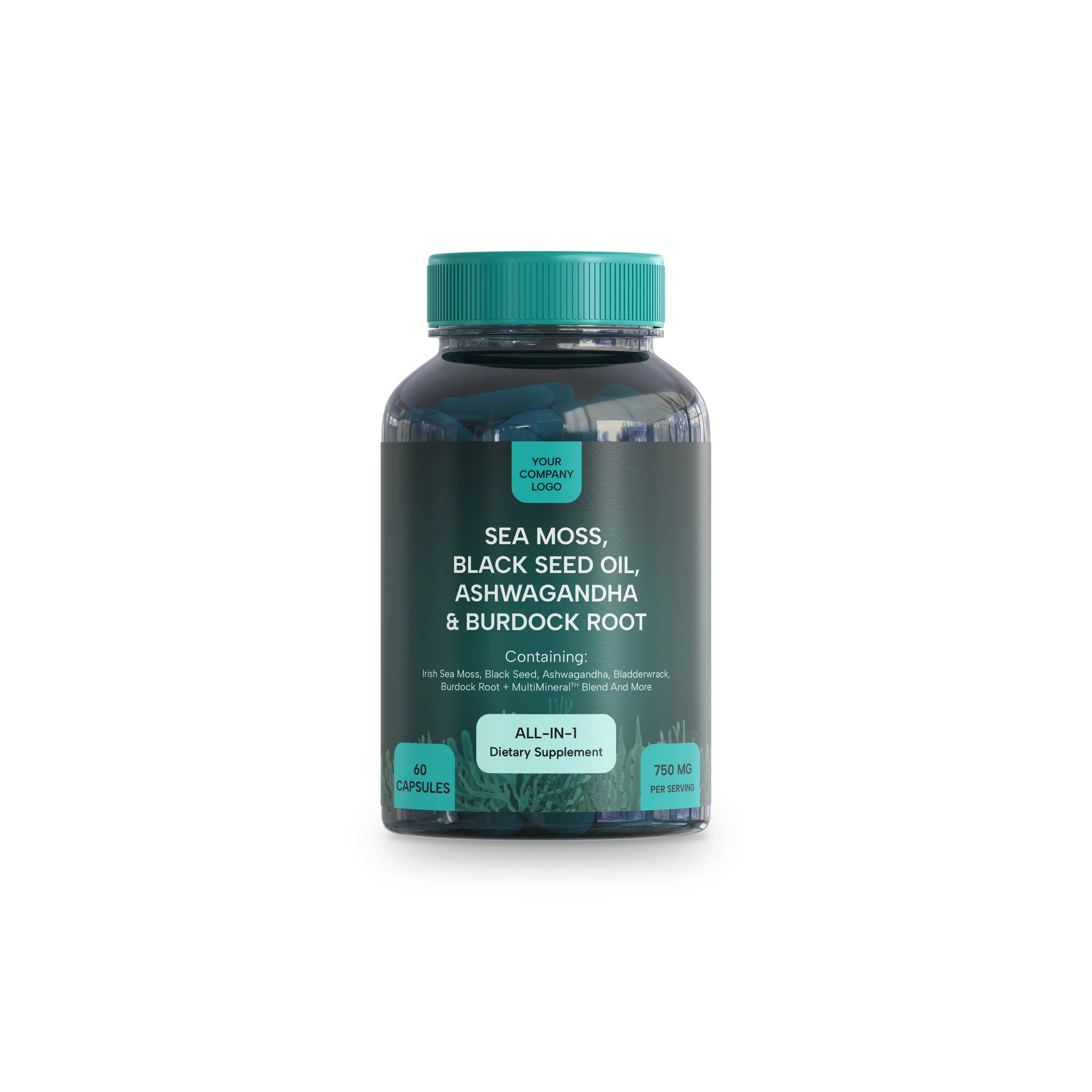 Private Label SeaMoss Bladderwrack OEM/ODM Root Extract Capsules Vegan 100% pure Shilajit Capsule and SeaMoss All In One