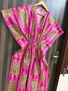 Women Floral Print Cotton Straight Caftan Maxi Dress Regular Fit Daily <b>Beach</b> Cover up Summer Resort Wear Boho Loungewear - Product Image 4