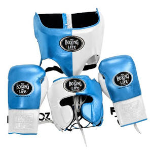 Ensemble d'équipement de boxe « No Boxing No Life » en cuir noir et blanc, gants, protège-tête, protège-guêtres, pour adulte, à lacets, respirant, pour l'entraînement – Vente chaude - Product Image 4