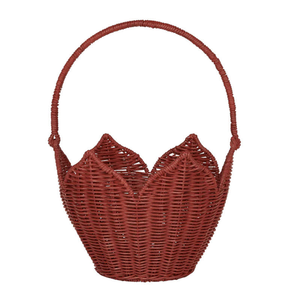 Cesta Redonda de Mimbre 100% Hecha a Mano con Borde Festoneado, Multiusos para el Hogar y Exteriores, con Asa - Product Image 2