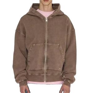 Sweat à capuche homme personnalisé 2023, en coton épais, délavé à l'acide, effet vieilli, avec déchirures, idéal pour l'hiver - Product Image 1