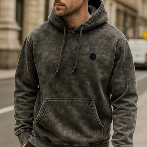 Sweat à capuche de haute qualité, effet délavé, logo personnalisé, coton mélangé, confortable, tendance, pour adultes - Product Image 4