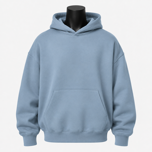 Sweat-shirt à capuche bleu clair pour homme, coupe classique, imprimé motif rose, streetwear décontracté, pull-over - Product Image 1