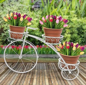 ขาตั้งกระถางต้นไม้รูปจักรยานสีดำ สำหรับตกแต่งภายในและภายนอกอาคาร  ที่วางกระถางดอกไม้โลหะ ชั้นวางต้นไม้รูปจักรยาน สำหรับจัดแสดงในสวน - Product Image 4