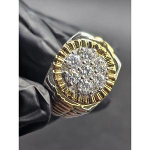 Hip Hop Moissanite Cluster Iced Out Men’s Ring 925 Silver 14K <b>Gold</b> Plated Luxury Bling <b>Tester</b> Pass Statement Jewelry - Product Image 1