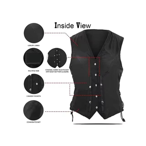เสื้อกั๊กหนังวัวแท้สีดำ VIBE SEWN OEM 100% ของแท้ สไตล์โกธิคสำหรับผู้หญิง กระดุมสองแถว มีกระเป๋าข้าง ไม่มีแขน ไซส์พลัส สำหรับฤดูหนาว - Product Image 5