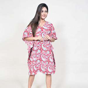 Vestido Maxi Floral Bohemio Vintage de Invierno, Estampado a Mano, 100% Algodón, Manga Corta, Corte Holgado, para Fiestas y Viajes - Product Image 2