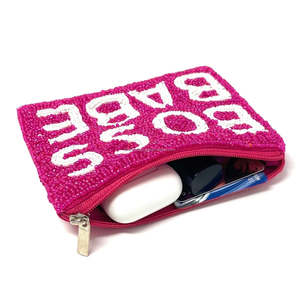 Handmade Seed Beaded BABE Lightweight Portable <b>Large</b> Capacity Durable Unisex Coin Purse Zipper Pouch Custom Tassel Compact <b>Bead</b> - Product Image 2