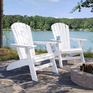 Sedia Adirondack Robusta in Legno Composito HDPE Bianco per Relax a Bordo Piscina e in Giardino - Product Image 5