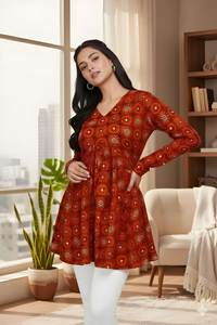 Blusa Casual para Mujer, Cuello en V, Estampada, Tela de Seda Delta, Largo Regular, Manga Larga, Completamente Cosida, Estilo Occidental - Product Image 6