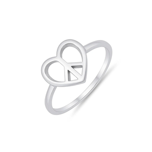 Anillo con Símbolo de Paz en Forma de Corazón, Diseño Clásico, Plata de Ley 925, Joyería Minimalista Hueca para Mujer, Precio de Fábrica al por Mayor - Product Image 2