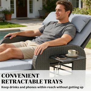 Poltrona Letto da Esterno Grigia per Giardino - Product Image 3