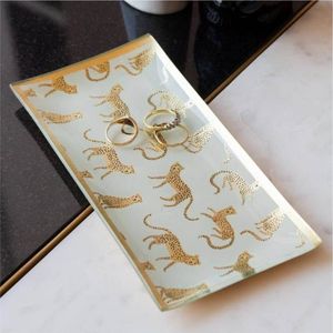 Luxury Metal Floral Decorative Serving Tray, Vintage Gold Trim Enamel Jewelry Organizer, Rectangle Coffee <b>Table</b> Vanity Tray Bulk - Product Image 2