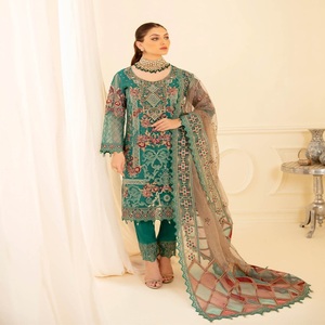 Eid saled ชุดเดรสทำงานปักลายสามชิ้นสำหรับผู้หญิงอินเดียและปากีสถาน - Product Image 6