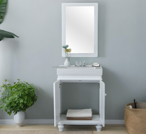 Meuble-lavabo élégant blanc en bois massif de 24 pouces avec vasque et petit meuble de rangement, design côtier Phuoc Hung - Product Image 6