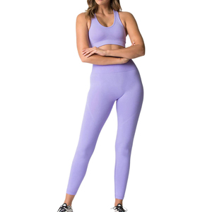 Ensemble de yoga 2 pièces pour femme, grande taille, personnalisé, sans couture sur le devant, respirant, écologique, séchage rapide, collection été, mode sport - Product Image 5