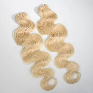 Extensions de cheveux humains blonds ondulés, Remy, double trame, tissage à la machine - Product Image 3