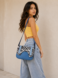 Nouveau sac à main en cuir de vachette de style occidental, sac à bandoulière élégant pour femme en cuir recyclé, sac à main coloré compact - Product Image 3