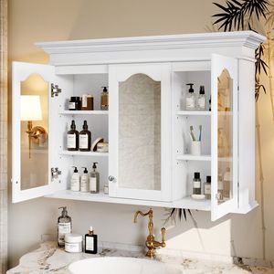 Armadietto da Bagno a Parete da 40 Pollici con Specchio, Ripiani e Vetrina per Organizzazione del Bagno - Product Image 4