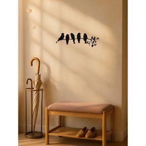 CIFbuy 1PC Elegante Scultura Murale in Metallo a Forma di Uccello su Ramo, Ornamento da Parete con Foglie, Appendiabiti e Ganci Decorativi - Product Image 5