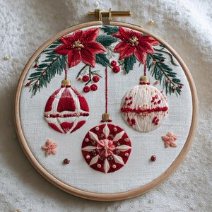 Cerceau de broderie de Noël - Ornement festif artisanal en coton de 15 cm, écologique et durable - Product Image 5