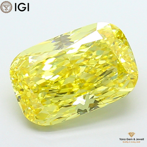 Diamant de laboratoire CVD en forme de coussin avec certificat IGI, 7,02 carats, clarté VS2, couleur jaune vif fantaisie, pour fiançailles spéciales - Product Image 1