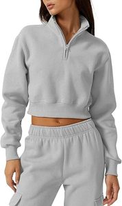 Sudadera corta personalizada para mujer con media cremallera, cuello alto, manga larga, top corto, para entrenamiento, gimnasio, ropa de calle, uso casual - Product Image 2