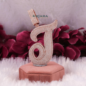 Pendentif lettre J en argent 925 plaqué or 18 carats avec pierres en moissanite, charme de luxe pour cadeau unisexe - Product Image 1