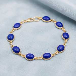 Pulsera Vintage de Lujo con Lapislázuli, Plata de Ley 925, Chapado en Oro de 14K, Cadena Delicada con Piedra Azul, Joyería de Piedra de Nacimiento, Regalo para - Product Image 3