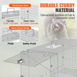 Trampa para Mapaches, Trampa para Animales Vivos, 50"x20"x26", Hierro Galvanizado, Plegable, con Asa de Transporte - Product Image 4