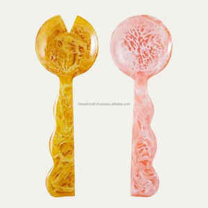 Ensemble élégant de saladiers en résine avec cuillère et fourchette, ustensiles de table modernes pour les fêtes, lavables au lave-vaisselle, vaisselle de luxe écologique - Product Image 2