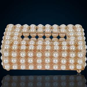 Elegante Caja de Papel Decorativa con Adornos de Perlas Doradas, Ideal para Recepción de Invitados y Uso en el Tocador - Product Image 6