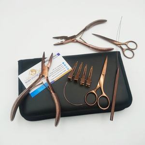 Herramientas para Extensiones de Cabello, Kit de Pinzas de Acero Inoxidable, Clips Color Oro Rosa, Tijeras de 2 Orificios con Agarre, Uso Comercial - Product Image 1