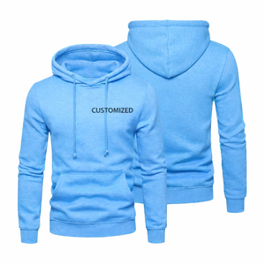 Sudadera con capucha de poliéster azul cielo para hombre, moderna, personalizada, transpirable, con logo, unisex, de forro polar, para uso diario. - Product Image 1