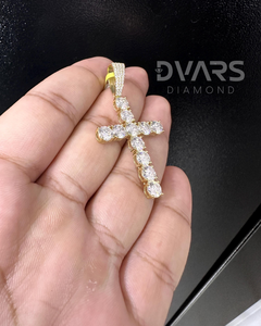 จี้รูปกางเขนประดับเพชรโมอิสซาไนต์ สำหรับชาวคริสต์ เงินแท้ 925 ชุบโรเดียมอย่างดี ประดับเพชรแบบพาเว่ ได้รับการรับรองจาก GCI และ IDGL เหมาะสำหรับเป็นของขวัญ - Product Image 6