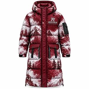 <b>Men's</b> <b>Long</b> Hooded <b>Puffer</b> Jacket Winter Windproof Thick Polyester Print Sporty Style with Zipper Closure - Product Image 4