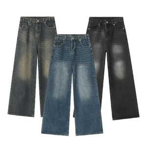 Vaqueros holgados personalizados de mezclilla para hombre, pantalones de mezclilla gruesos lavados a la piedra para la temporada de otoño-invierno - Product Image 6