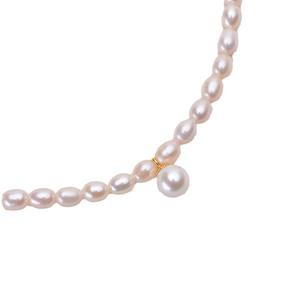 Collier de perles d'eau douce naturelles du lac Zhuji Shanxia, 4-5 mm, haute brillance, micro-imparfaits, forme de clavicule, vente en gros - Product Image 5