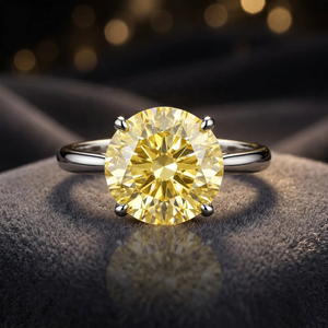 Anillo de Compromiso y Boda Vintage con Moissanita Amarilla RB Gems para Mujer, Hombre, Unisex, Chapado en Oro, Plata 925, Engaste de Garras, Personalizado - Product Image 2